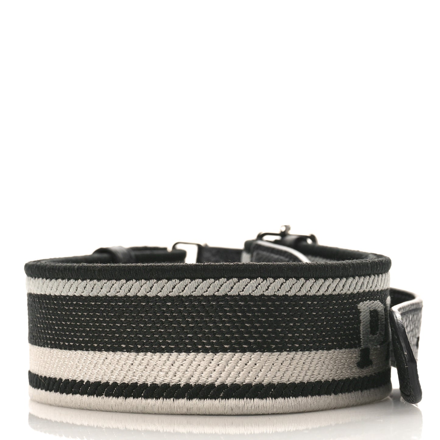 Canvas Calfskin Logo Shoulder Strap Black White