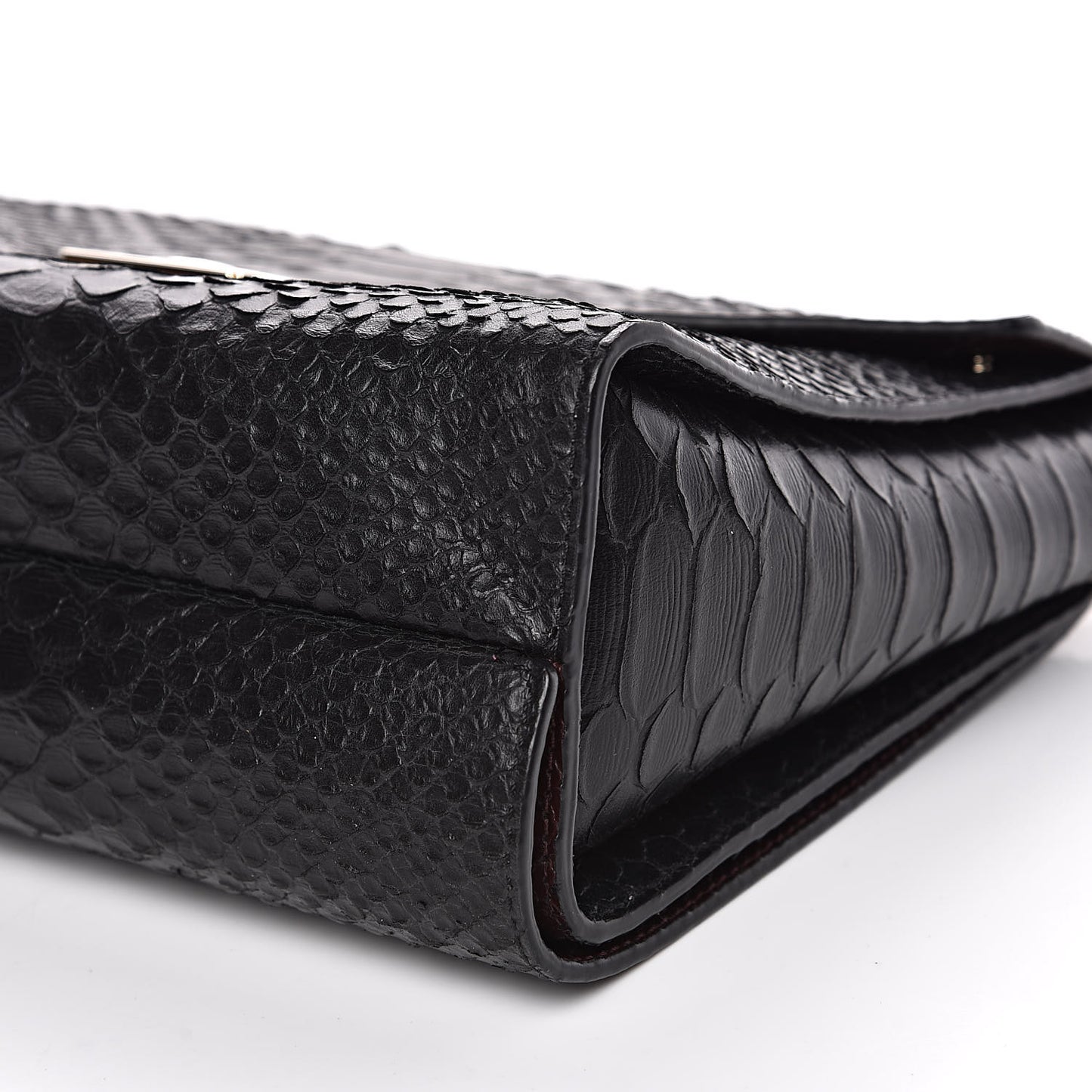 Silky Python Calfskin Embossed Reversible Delphie Crossbody Oxblood Black