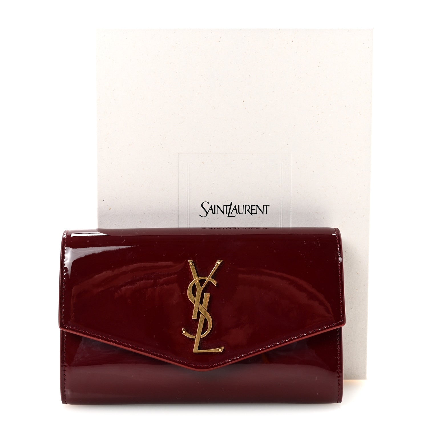 Saint Laurent Patent Uptown Chain Wallet Red Grenat 1793749
