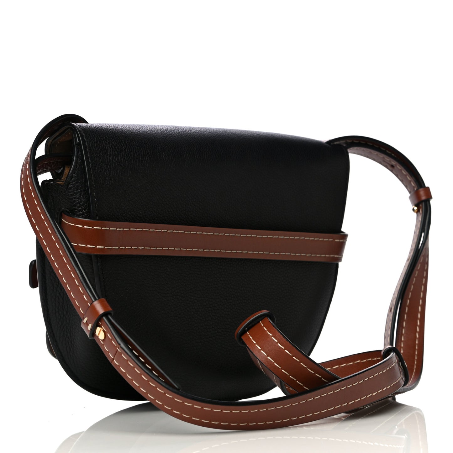 Grained Calfskin Small Gate Crossbody Bag Pecan Black