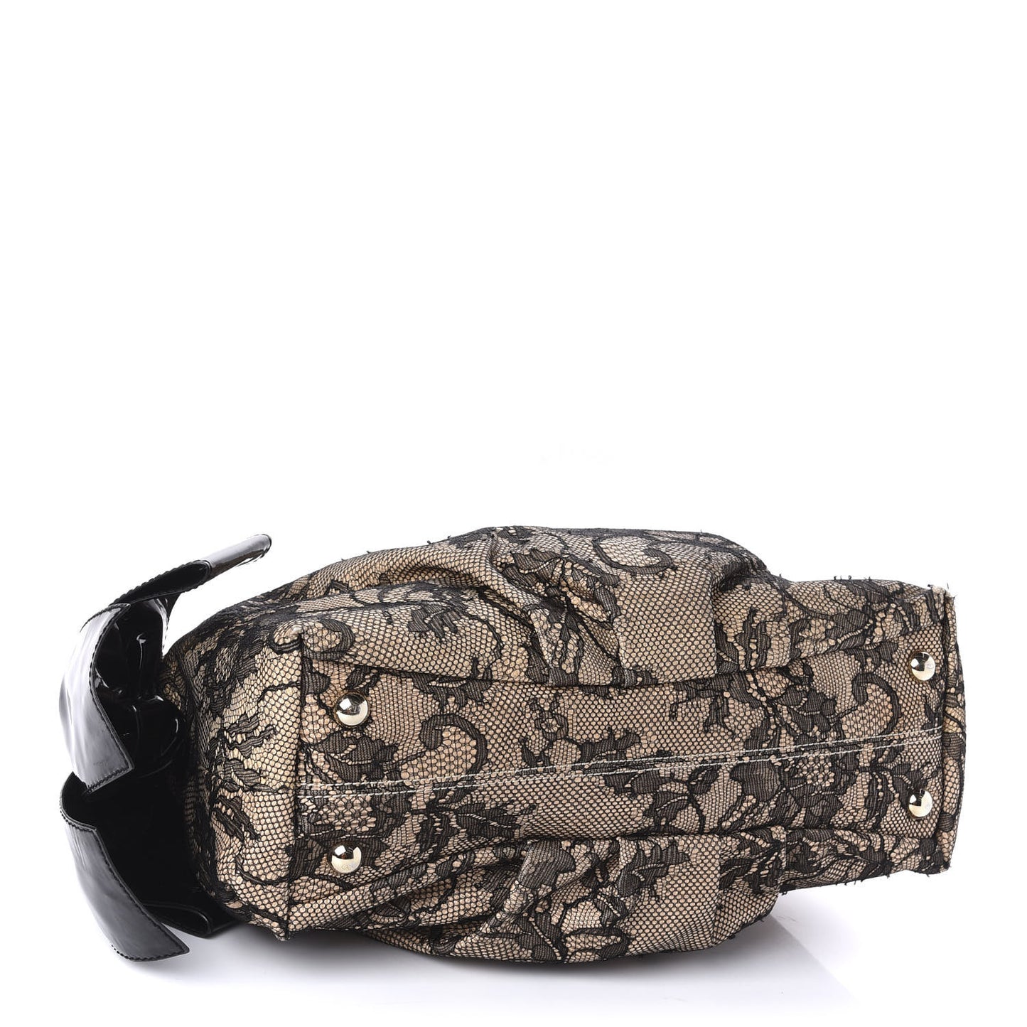 Straw Lace Bow Dome Tote Black
