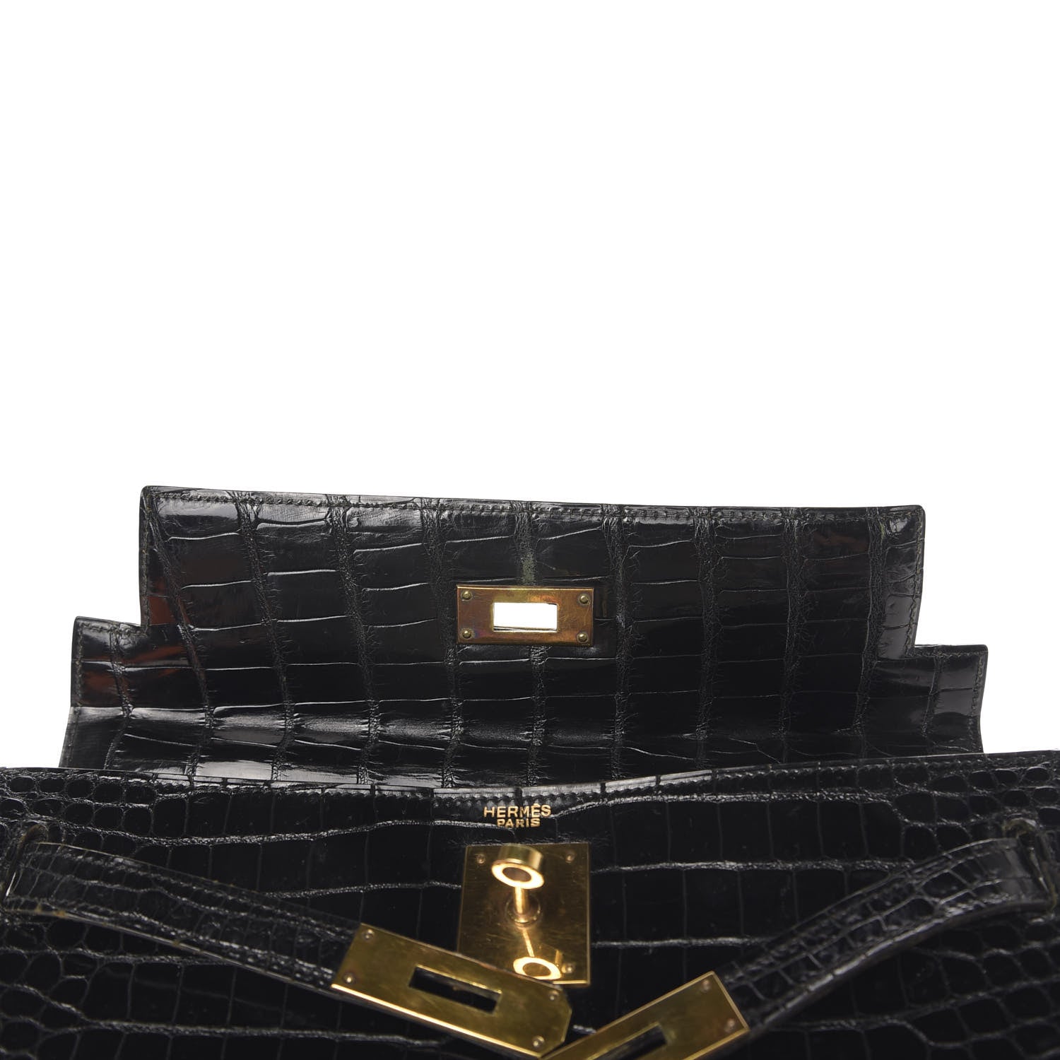 Hermes Shiny Niloticus Crocodile Kelly 28 Black 12 of 34