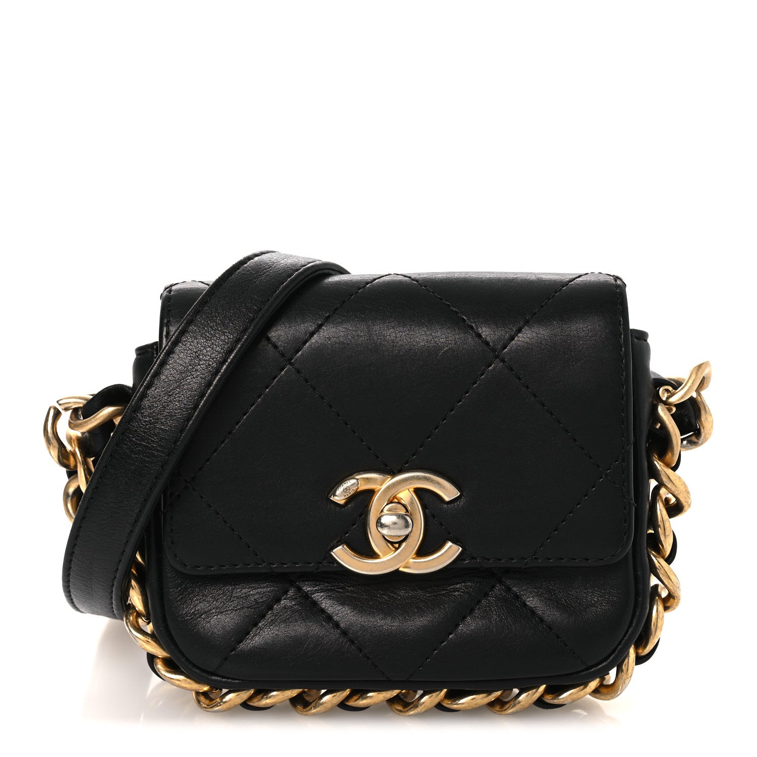 Chanel Calfskin Quilted Mini Framing Chain Bag Black 1 of 12