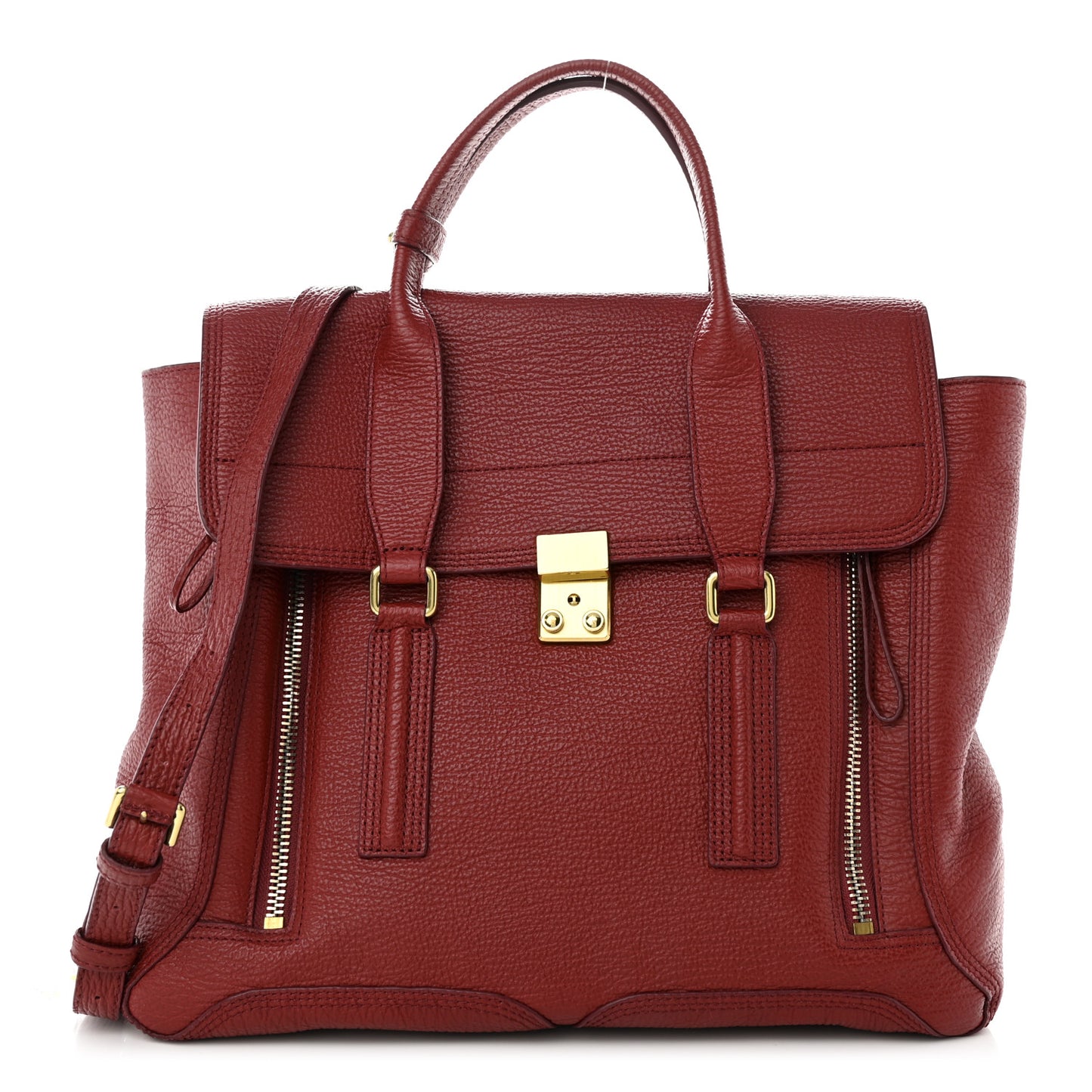 Textured Calfskin Large Pashli Satchel Oxblood