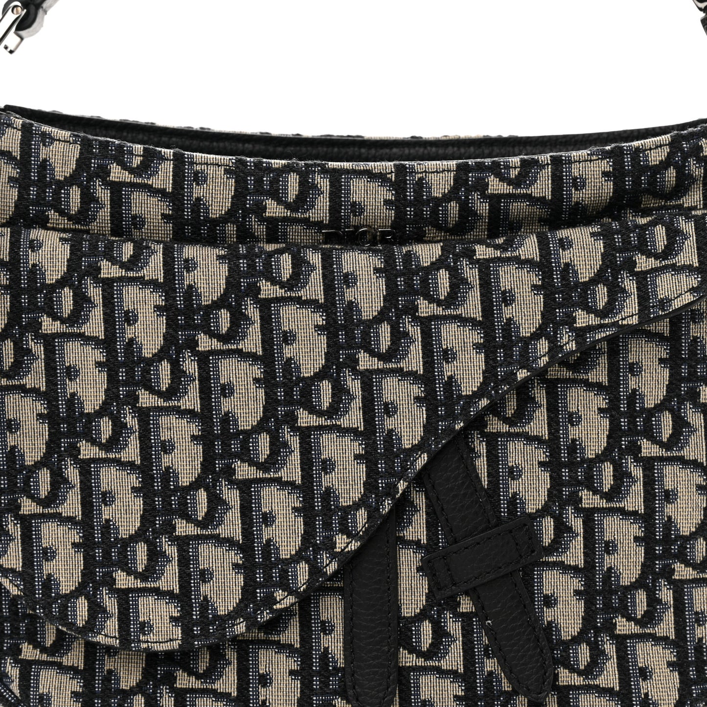 Oblique Mini Soft Saddle Bag Beige Black