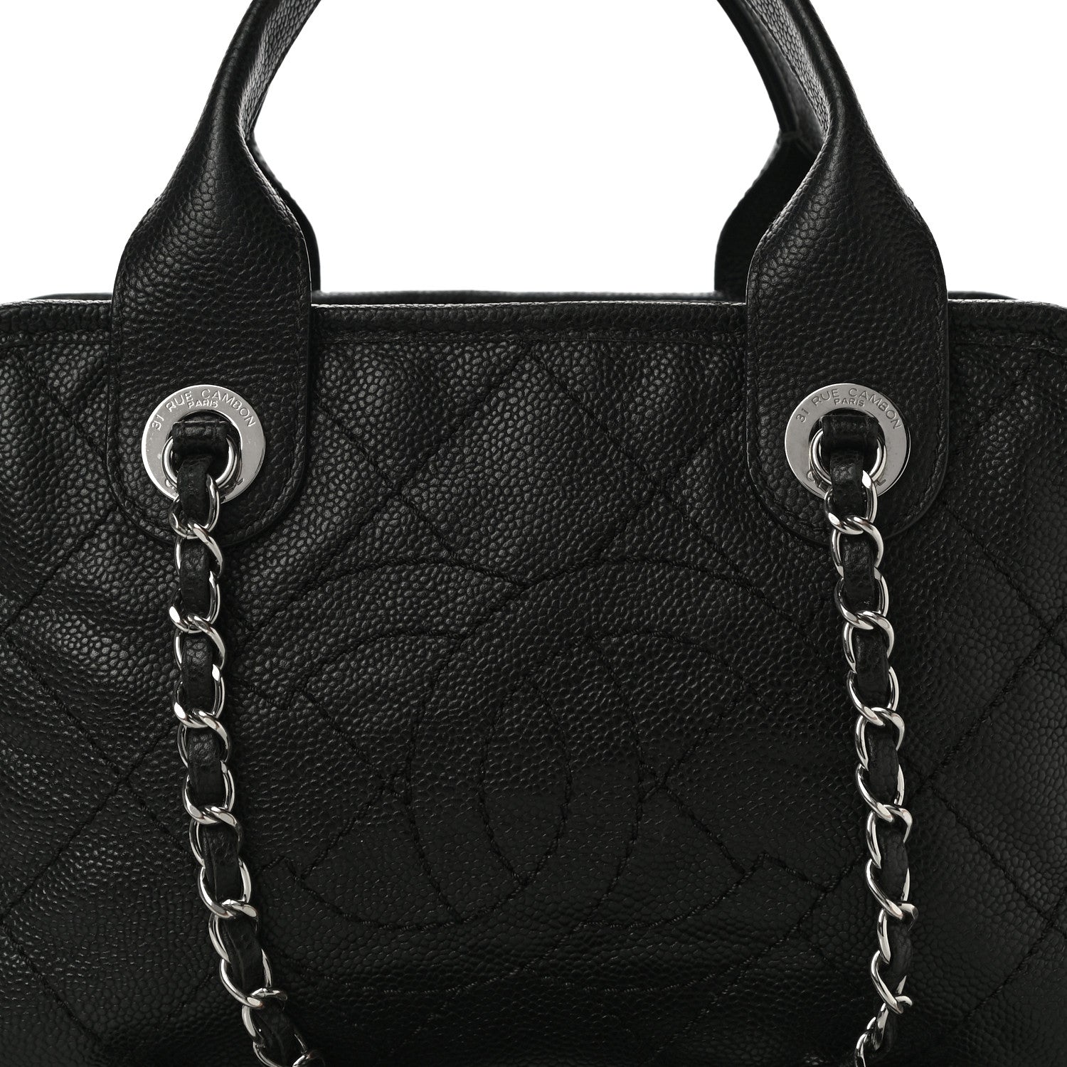 Chanel Caviar Quilted Small Deauville Bowling Bag Black 8 of 16