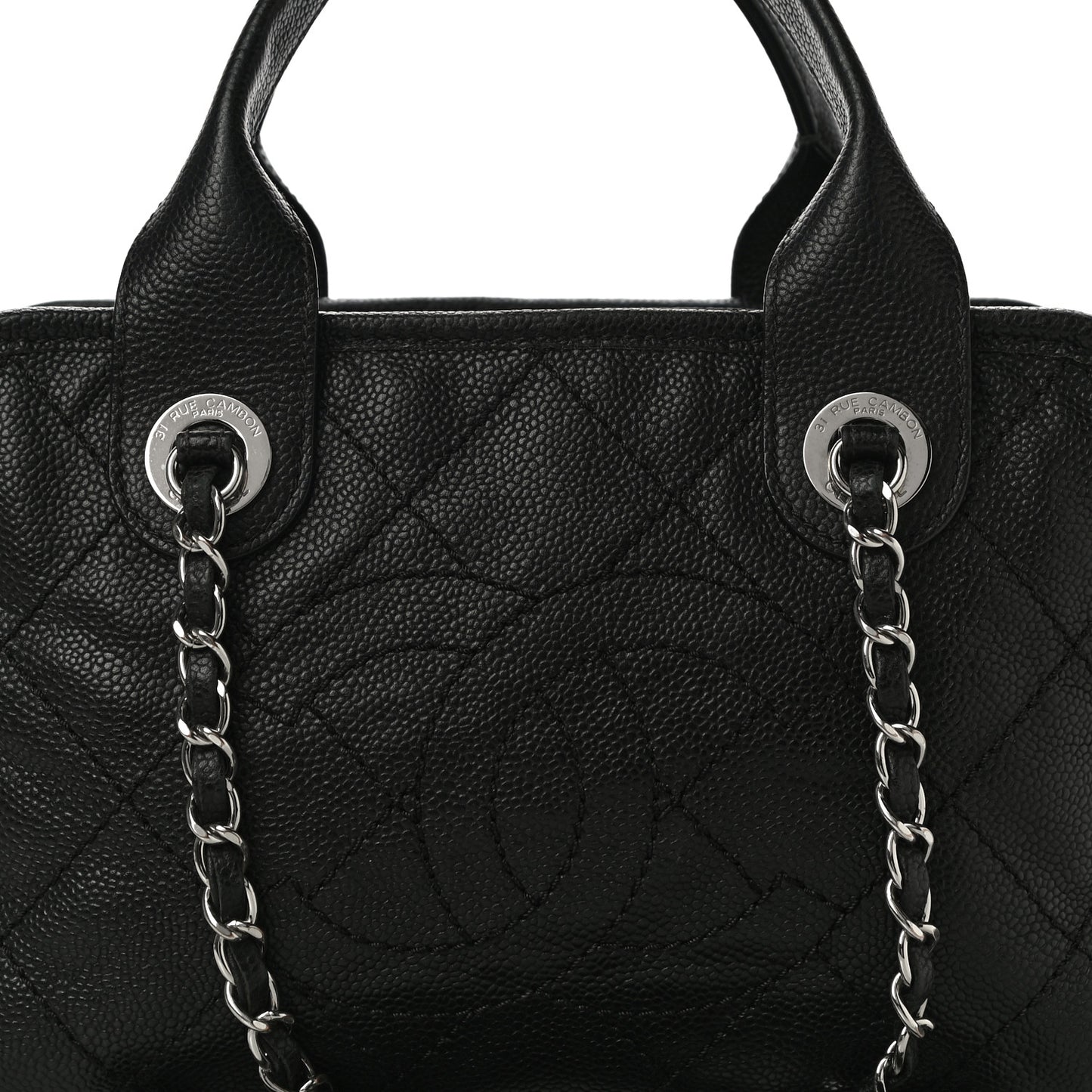 Caviar Quilted Small Deauville Bowling Bag Black