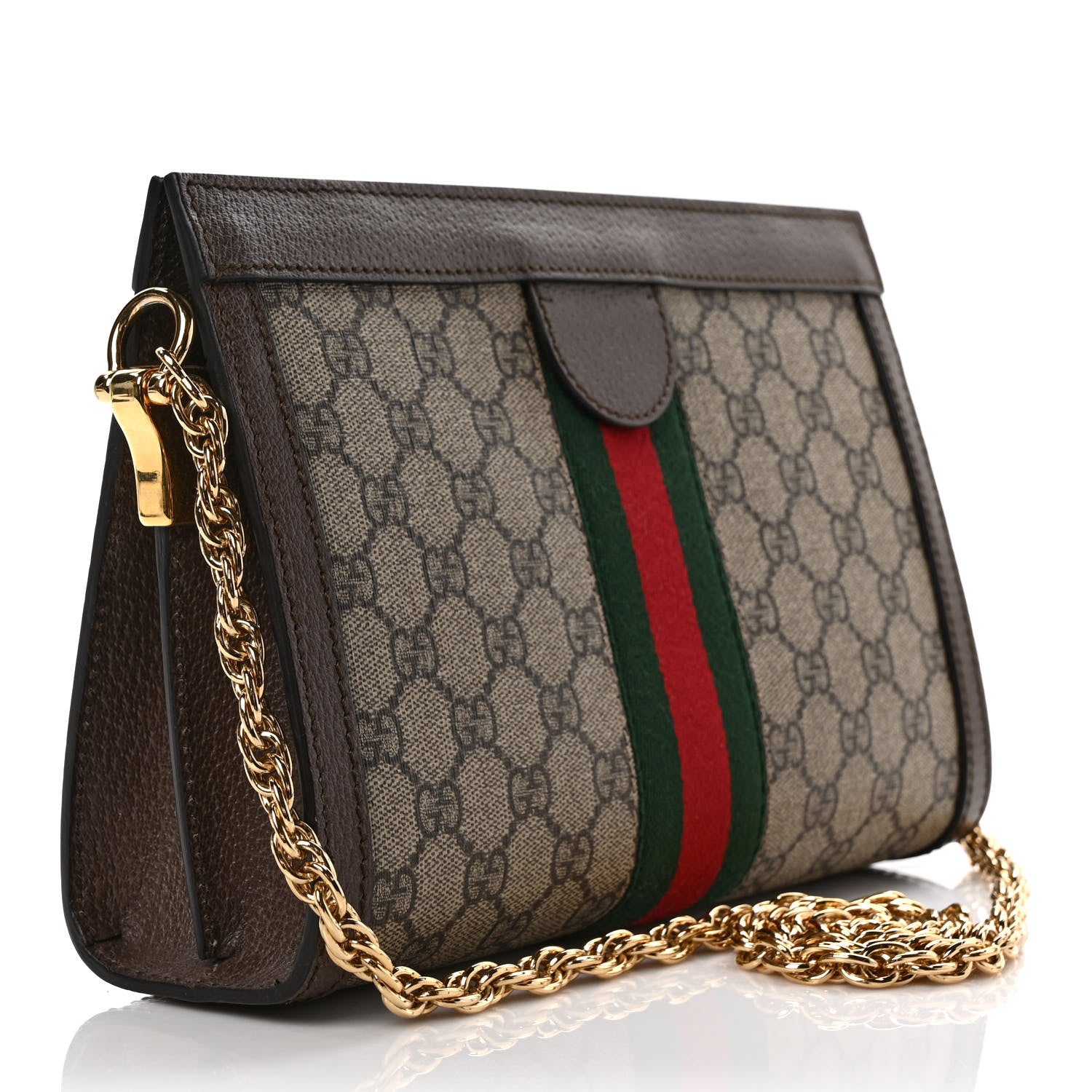 Gucci GG Supreme Monogram Web Small Ophidia Chain Shoulder Bag Brown 3 of 12