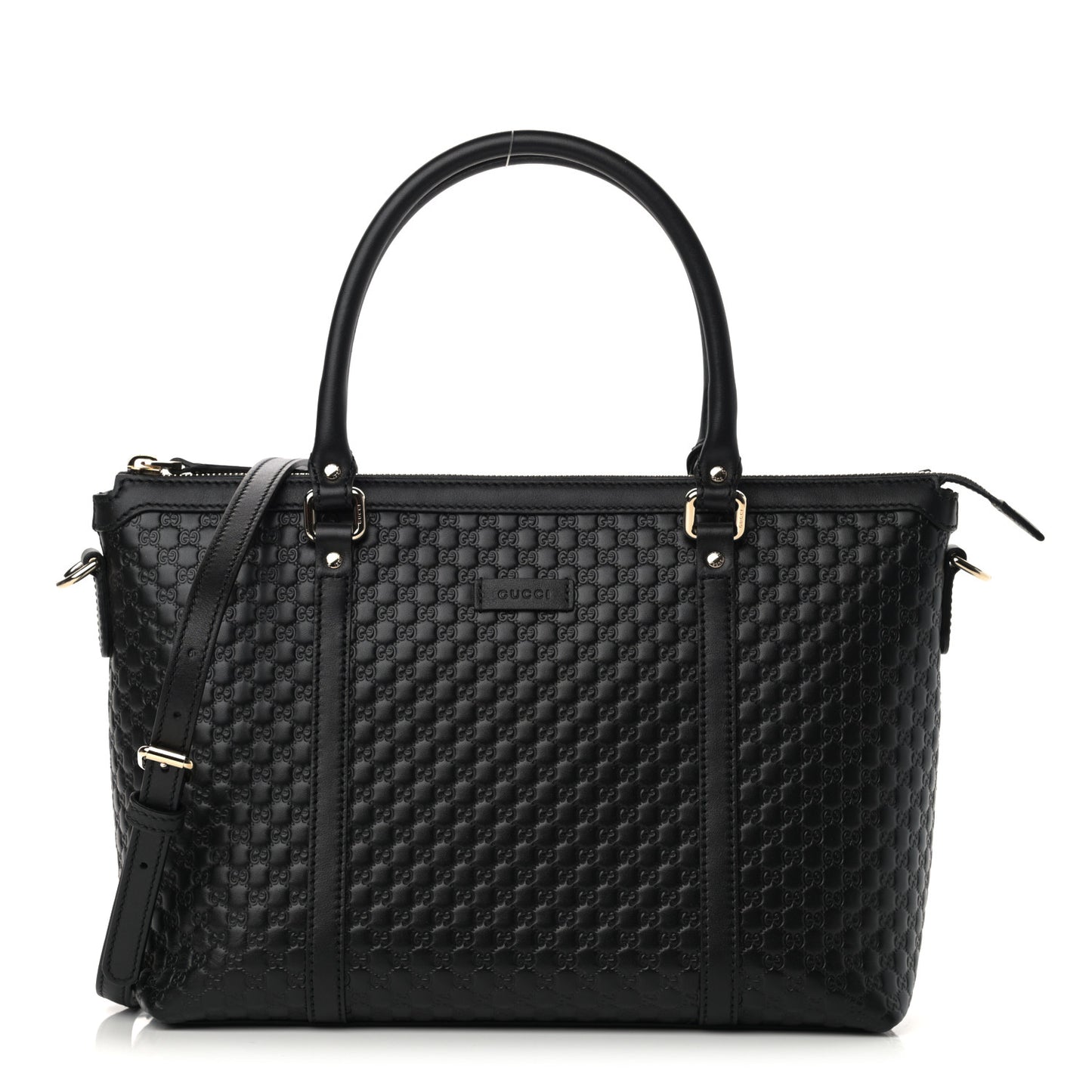 Soft Microguccissima Small Zippered Satchel Black