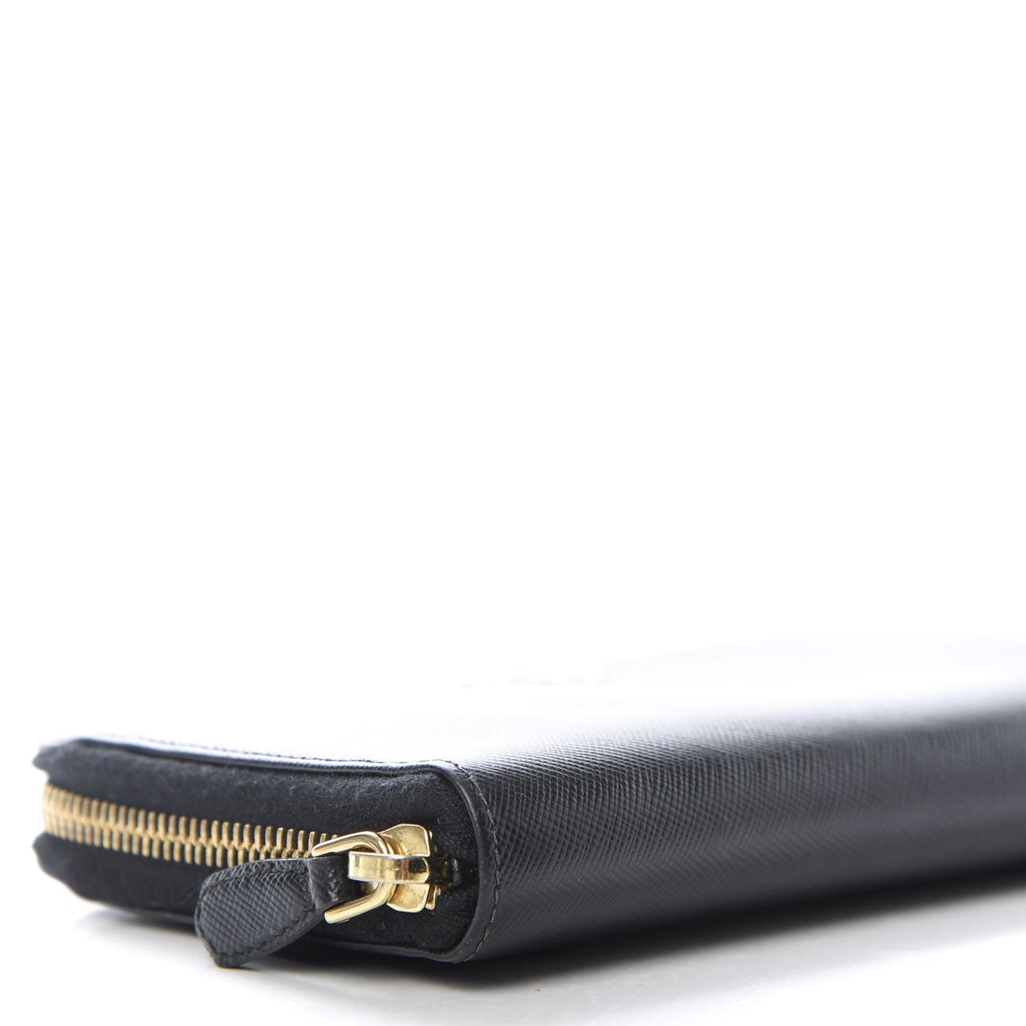 Saffiano Metal Large Zip Around Wallet Black