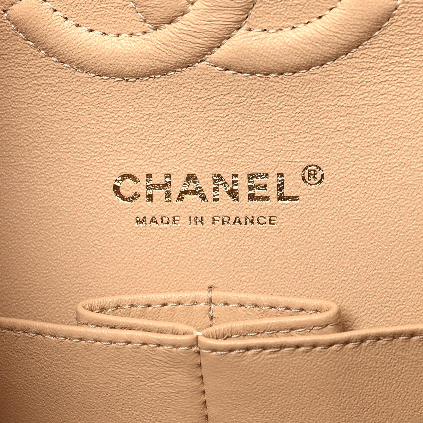 Caviar Quilted Medium Double Flap Beige