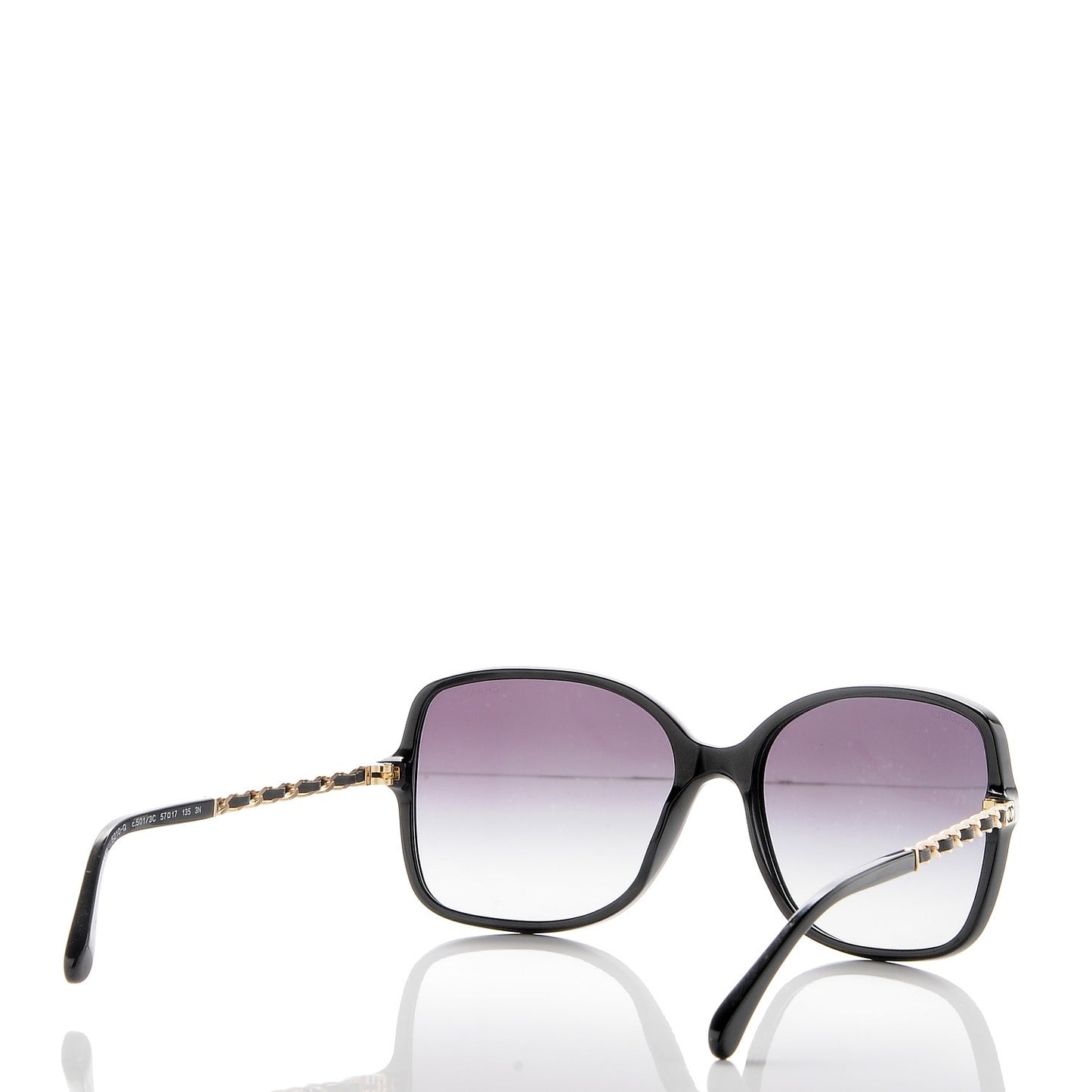 Lambskin Square Chain Sunglasses 5210-Q Black