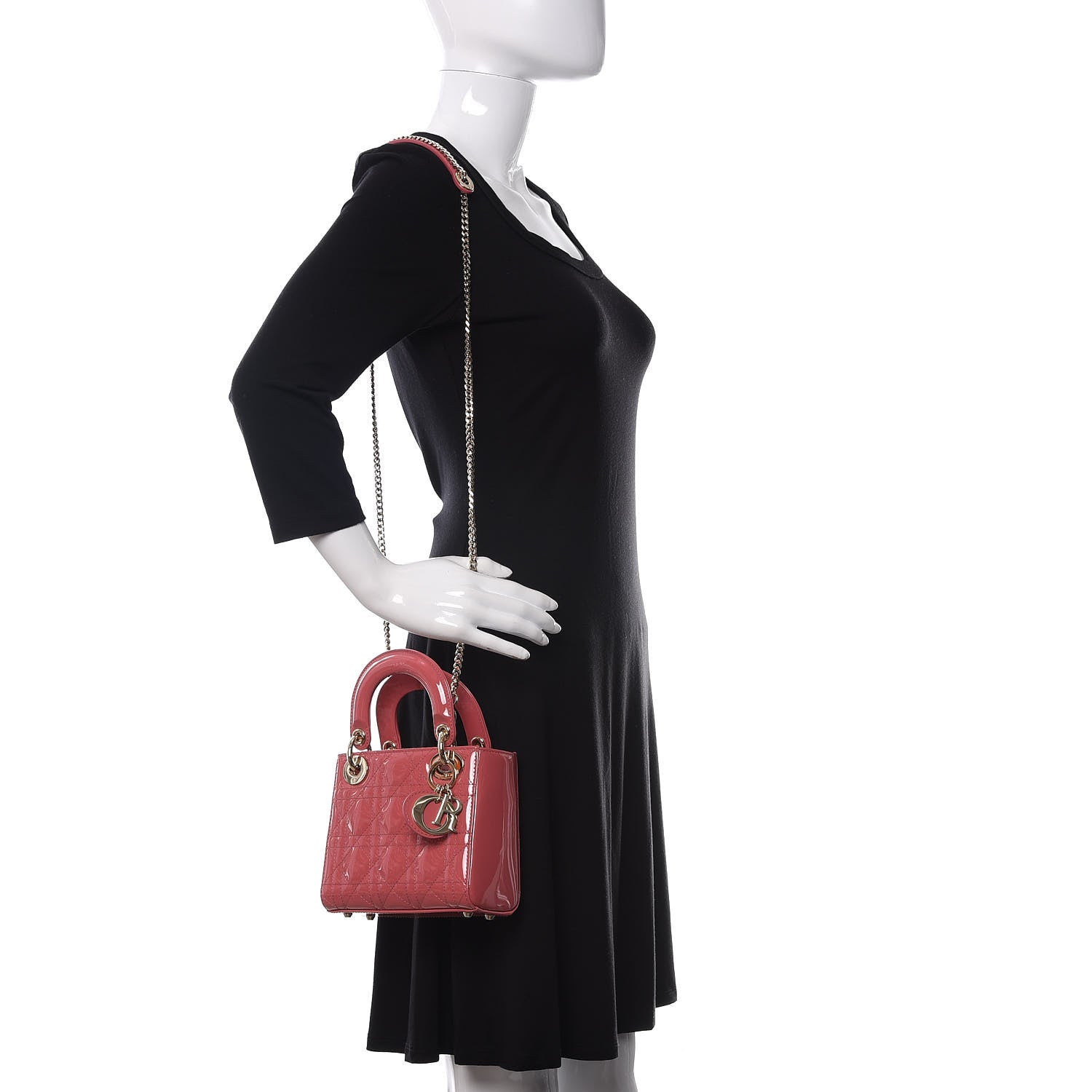 Christian Dior Patent Cannage Mini Lady Dior Pink 2 of 11