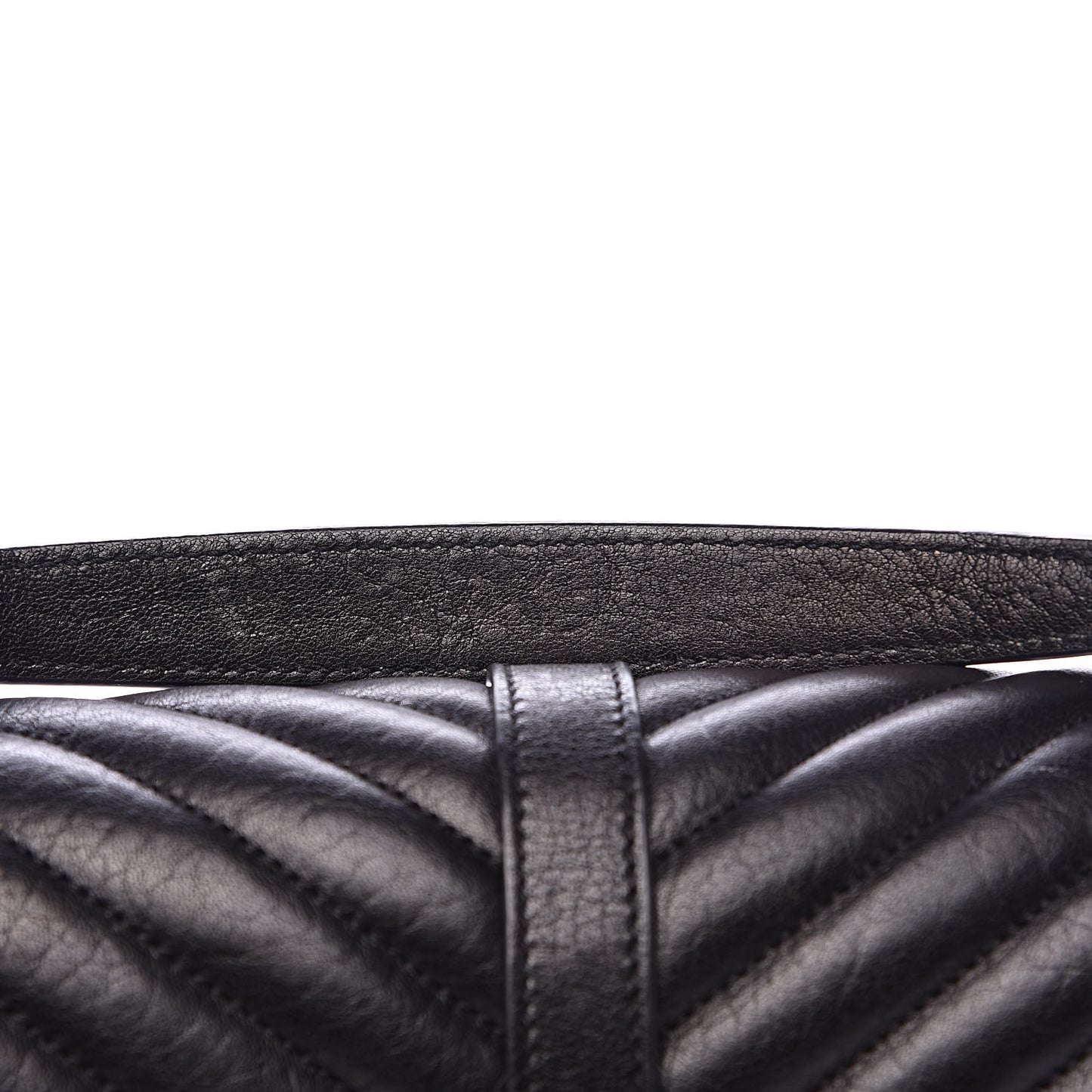 Sheepskin Matelasse Chevron Monogram Medium College Bag Black