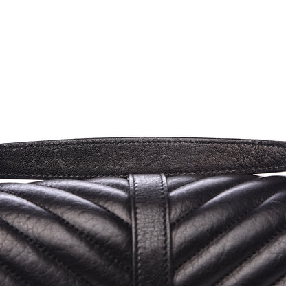 Saint Laurent Sheepskin Matelasse Chevron Monogram Medium College Bag Black 12 of 14