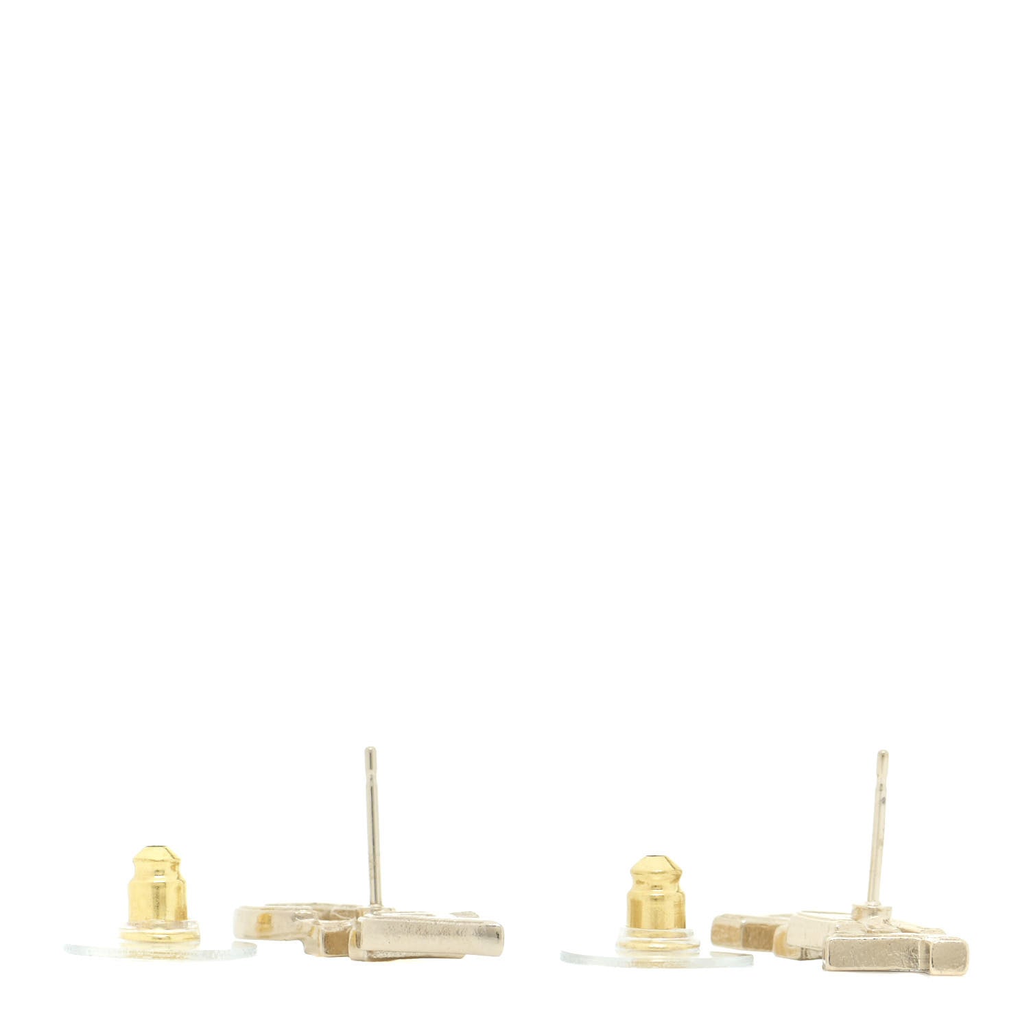 Chanel Crystal Pearl Signature Stud Earrings Gold 3 of 5