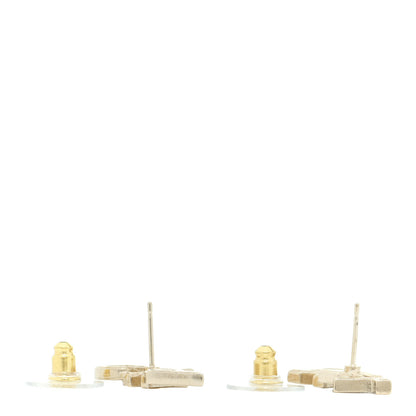 Chanel Crystal Pearl Signature Stud Earrings Gold 3 of 5