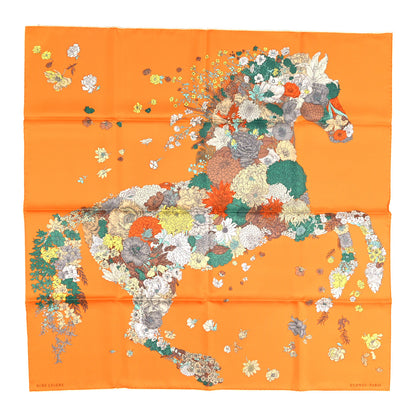 Hermes Silk Robe Legere Scarf 90 Orange Vert Gris 1 of 5