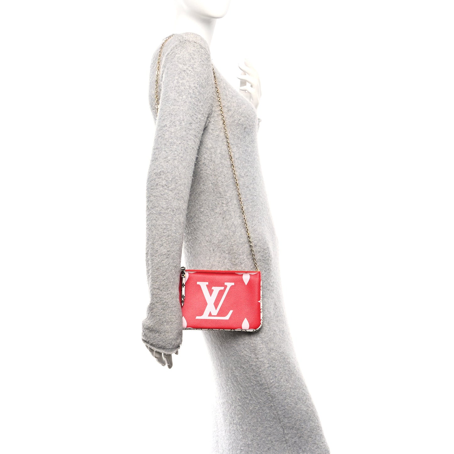 Monogram Giant Double Zip Pochette Rouge