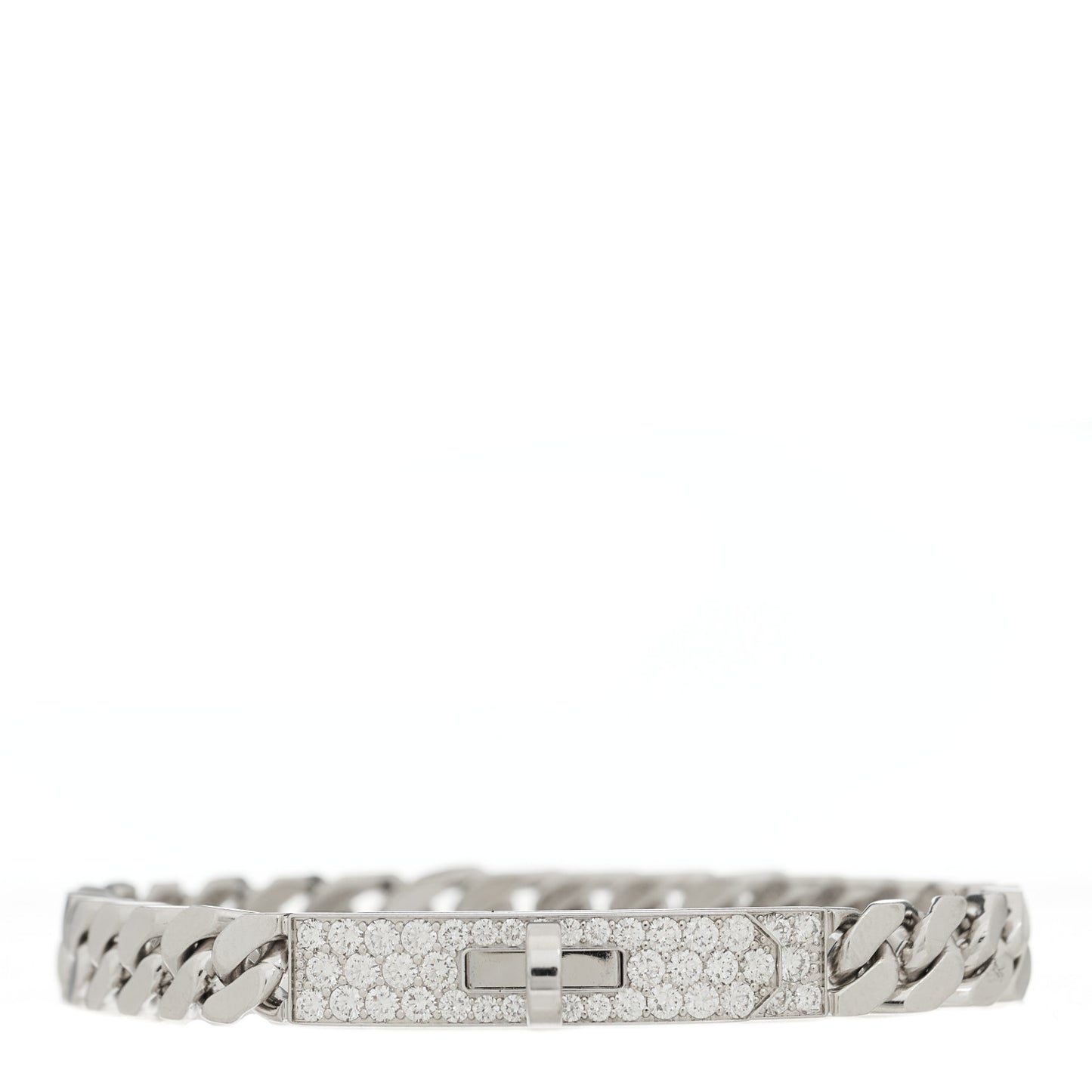 18K White Gold Diamond TPM Kelly Gourmette Bracelet SH