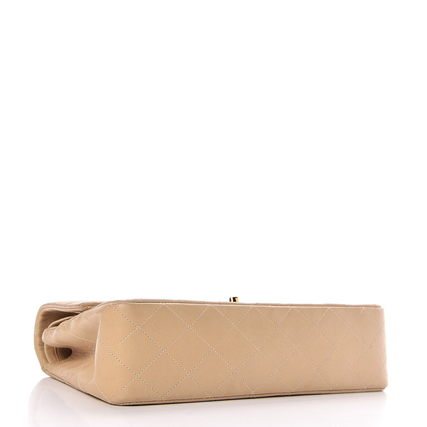 Lambskin Quilted Medium Double Flap Beige