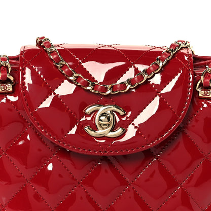 Chanel Patent Quilted Shiny Coco Small Flap Hobo Red 9 of 12