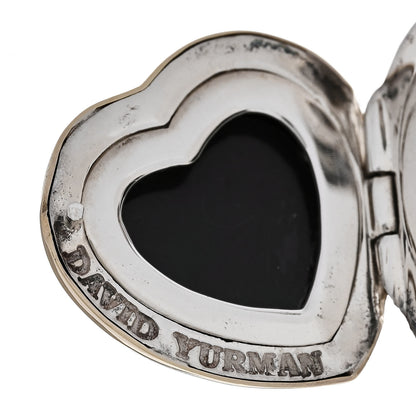 David Yurman Sterling Silver 18K Yellow Gold Cable Heart Locket Enhancer Pendant 5 of 6