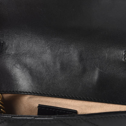 Gucci Calfskin Matelasse Super Mini GG Marmont Shoulder Bag Black 8 of 11