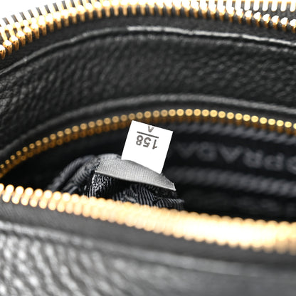 Prada Vitello Daino Double Zip Crossbody Bag Black 9 of 14