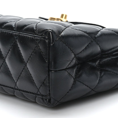 Chanel Shiny Aged Calfskin Quilted Nano Kelly Shopper Black 9 of 9