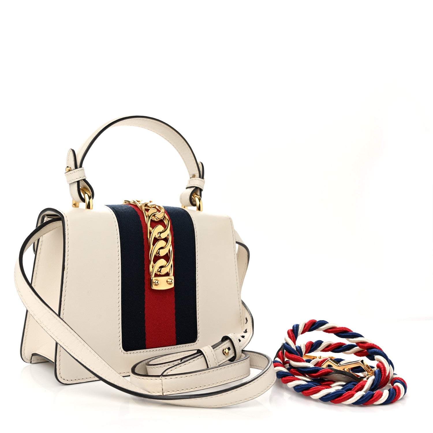 Gucci Calfskin Mini Sylvie Top Handle Bag White 3 of 10