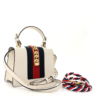 Gucci Calfskin Mini Sylvie Top Handle Bag White 3 of 10