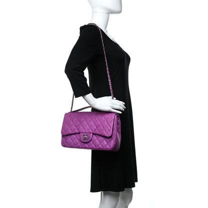 Chanel Elaphe Snakeskin Quilted Jumbo Easy Carry Flap Purple 3 of 9
