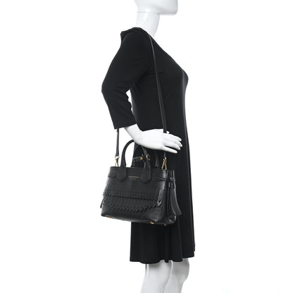 Burberry Calfskin Broguing Small Banner Tote Black 2 of 14
