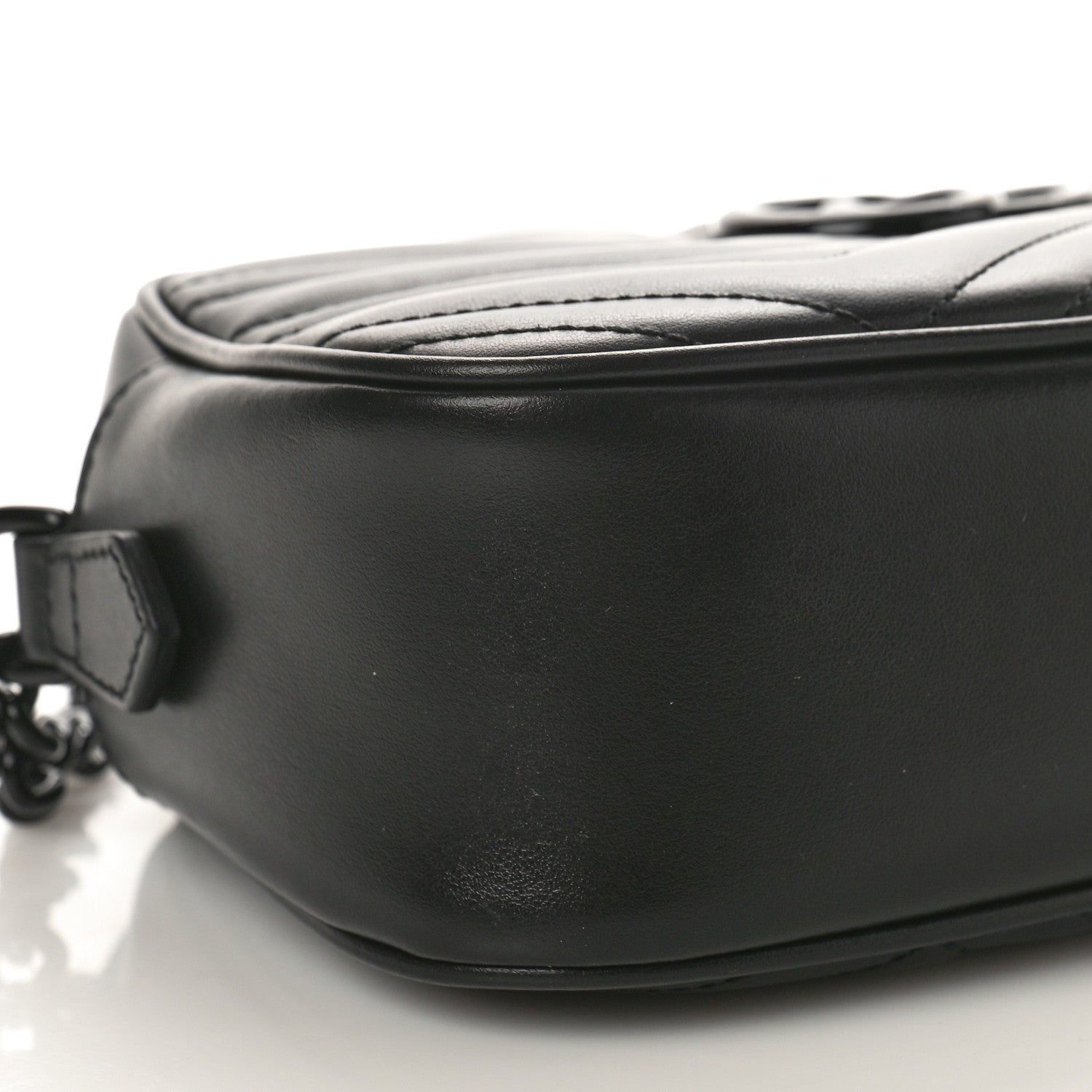 Gucci Calfskin Matelasse Monochrome Small GG Marmont Chain Shoulder Bag Black 8 of 9