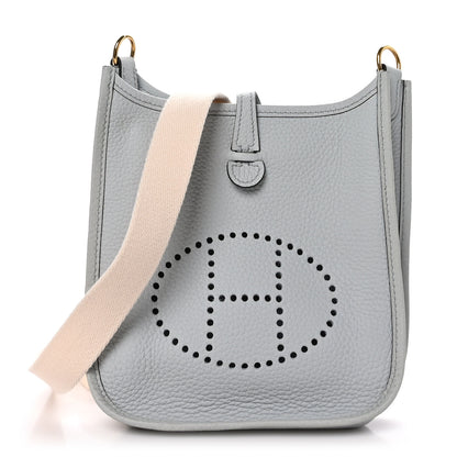 Hermes Taurillon Clemence Amazone Evelyne TPM Bleu Pale Nata 1 of 9