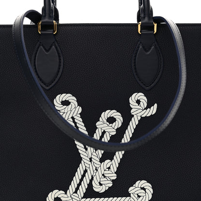 Louis Vuitton Grained Calfskin Nautical Onthego MM Navy Blue 7 of 12