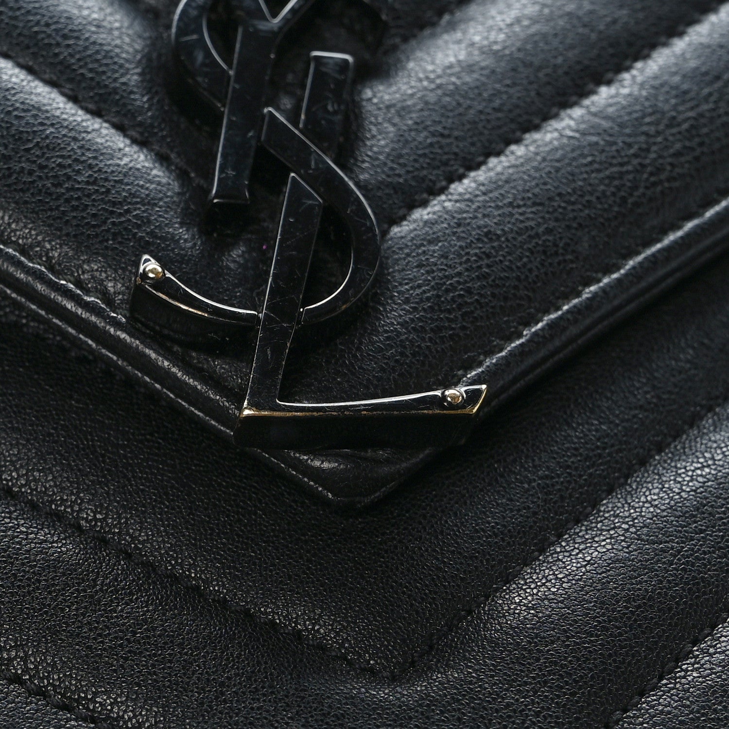 Saint Laurent Sheepskin Matelasse Chevron Monogram Monochrome Medium College Bag Black 9 of 9