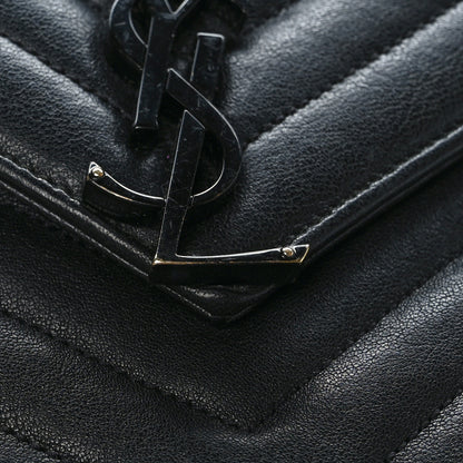 Saint Laurent Sheepskin Matelasse Chevron Monogram Monochrome Medium College Bag Black 9 of 9