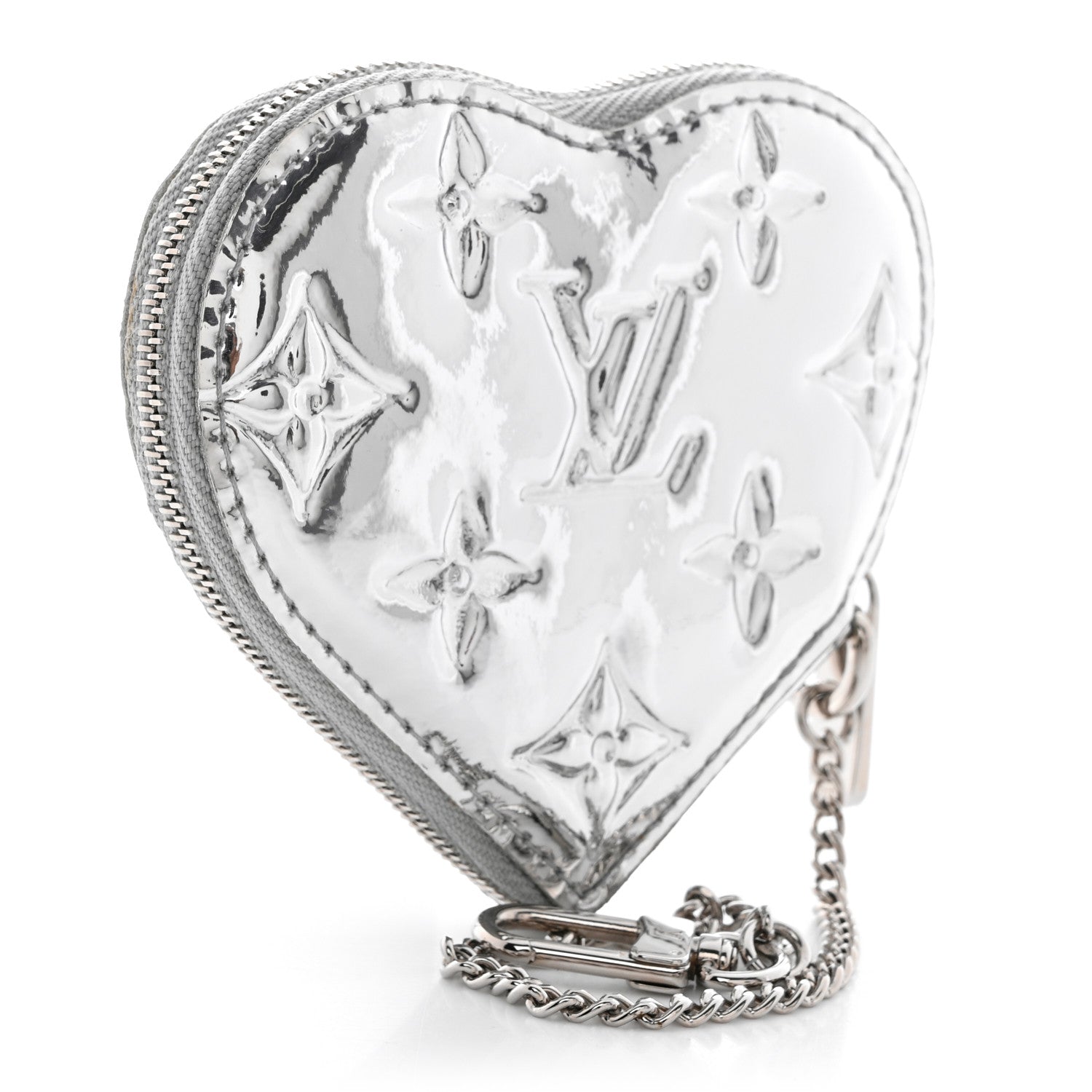 Louis Vuitton Monogram Miroir Heart Coin Purse Silver 4 of 11