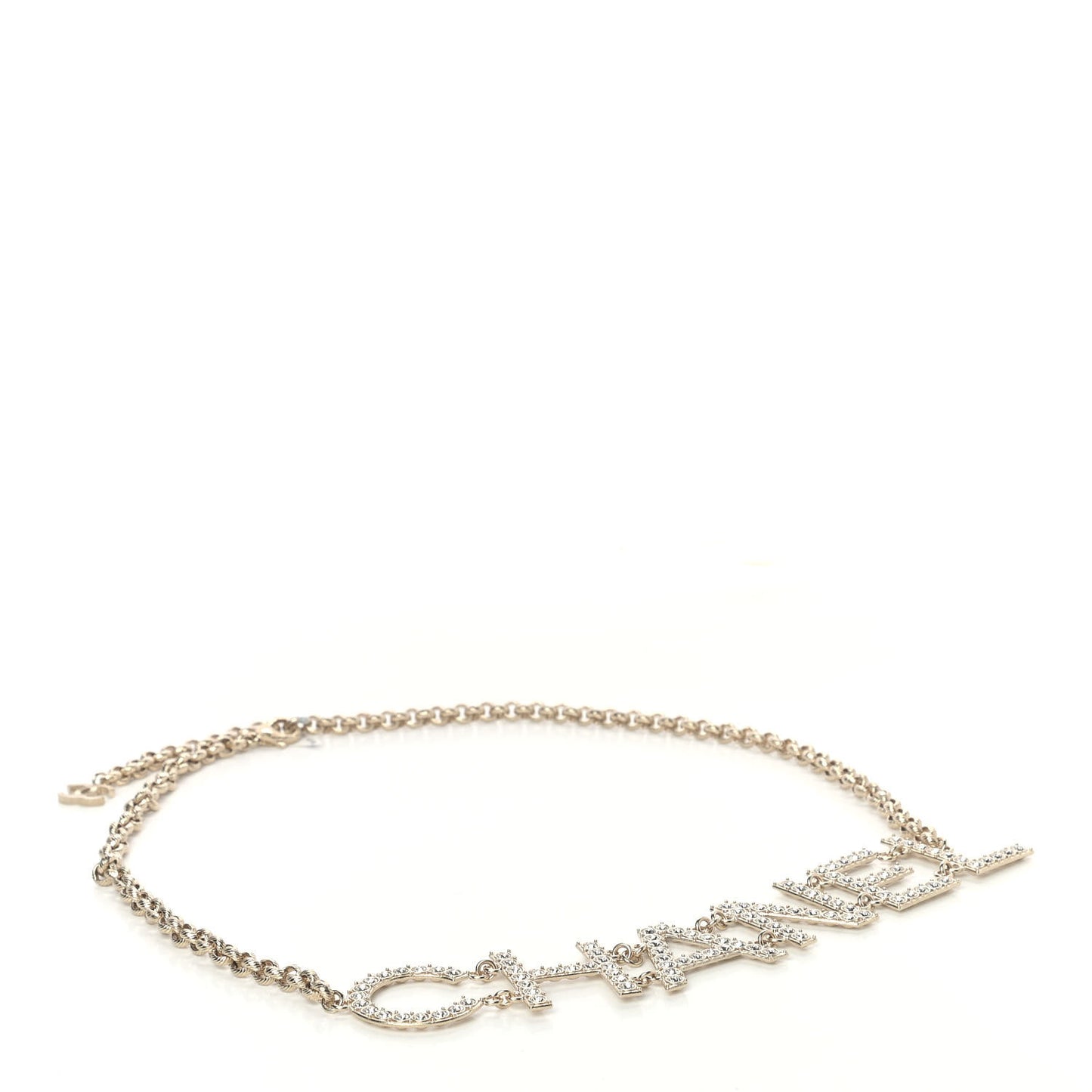 Crystal Chanel Logo Belt Gold