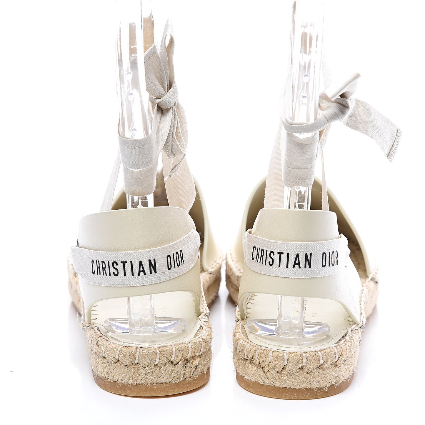 Calfskin Nicely-D Ankle Tie Espadrilles Flats 38 Off White