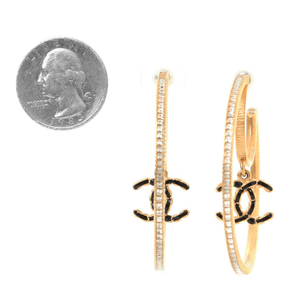 Chanel Crystal CC Drop Hoop Earrings Gold 3 of 4