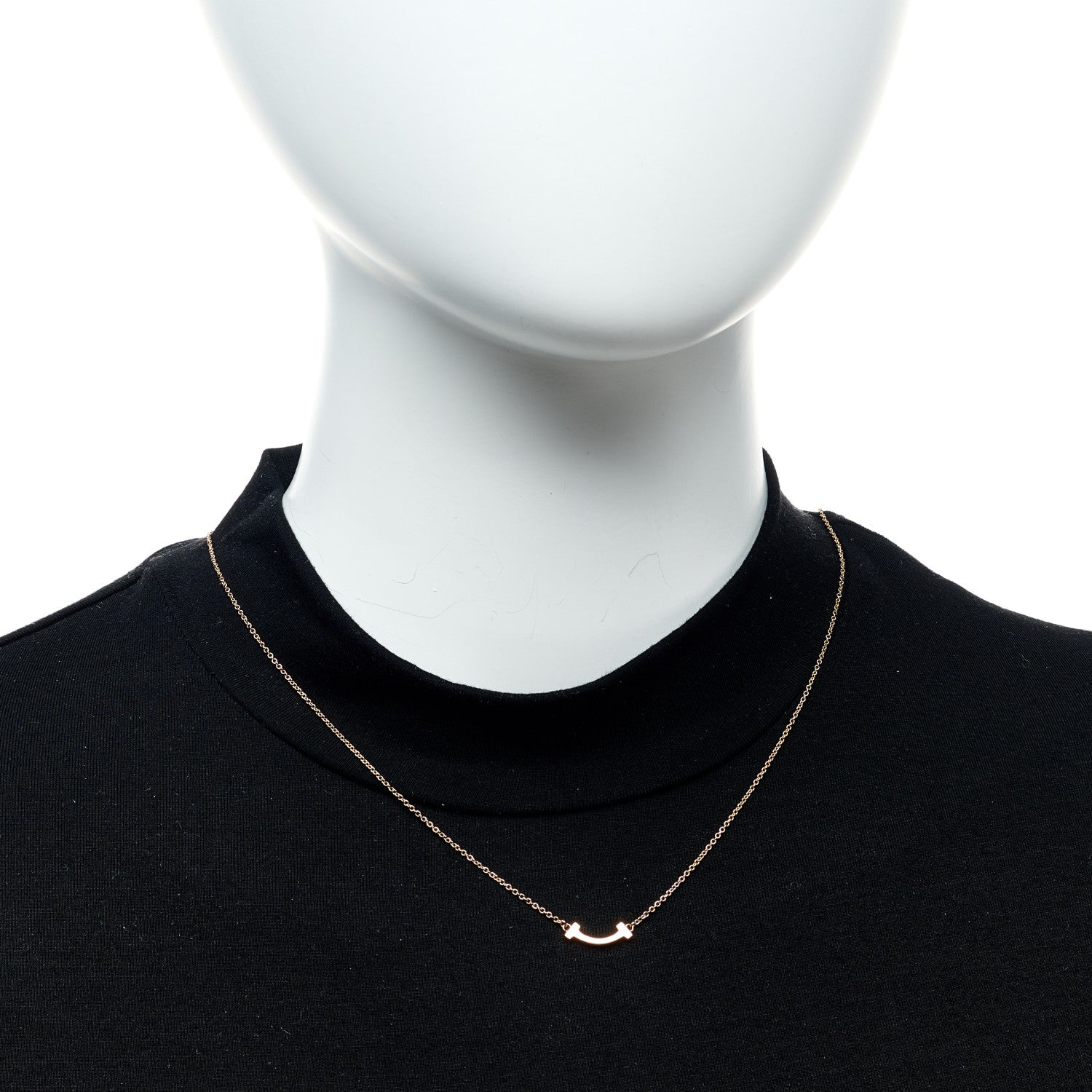 Tiffany 18K Rose Gold Mini T Smile Pendant Necklace 2 of 5