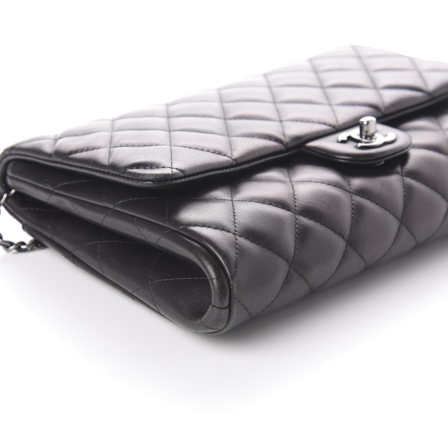Chanel Lambskin Quilted Clutch With Chain Flap Black 9 of 10