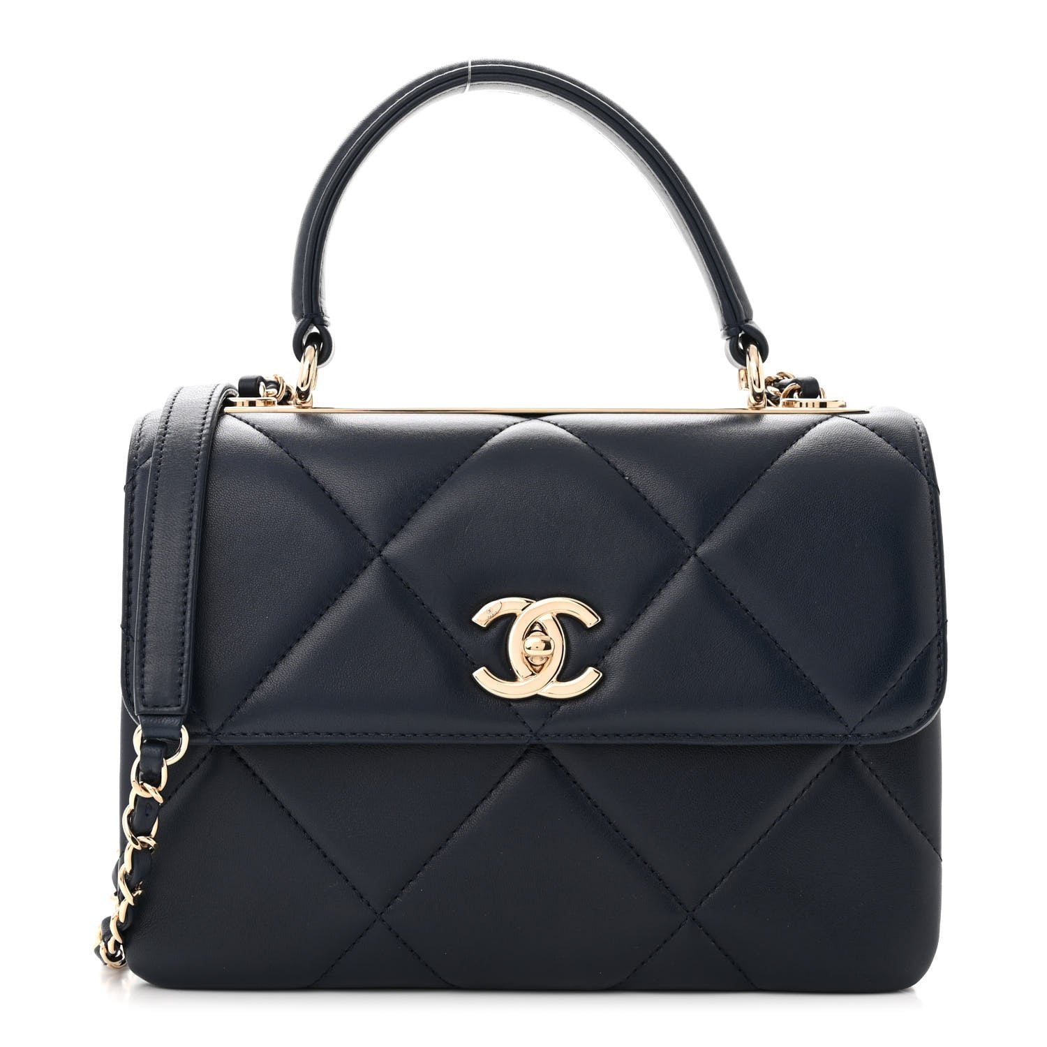 Chanel Lambskin Quilted Small Trendy CC Top Handle Flap Navy 1 of 12