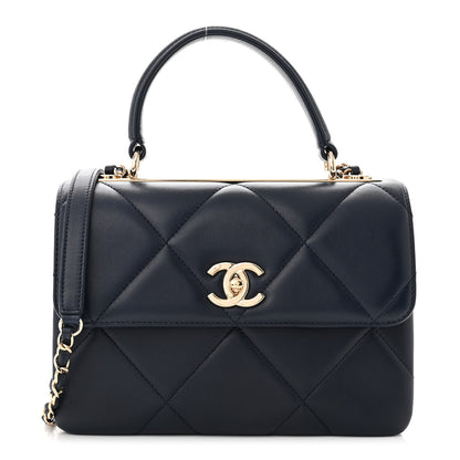 Chanel Lambskin Quilted Small Trendy CC Top Handle Flap Navy 1 of 12