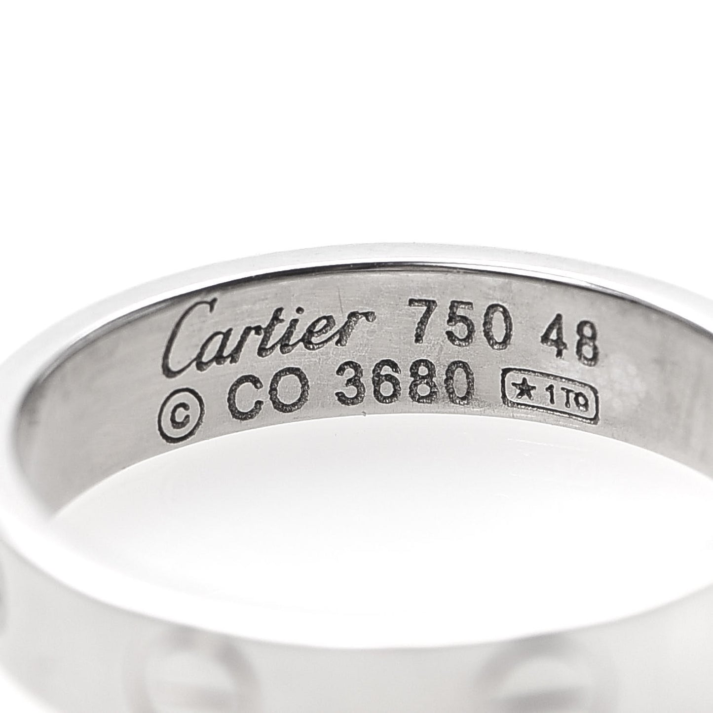18K White Gold 3.5mm LOVE Wedding Band Ring 48 4.5