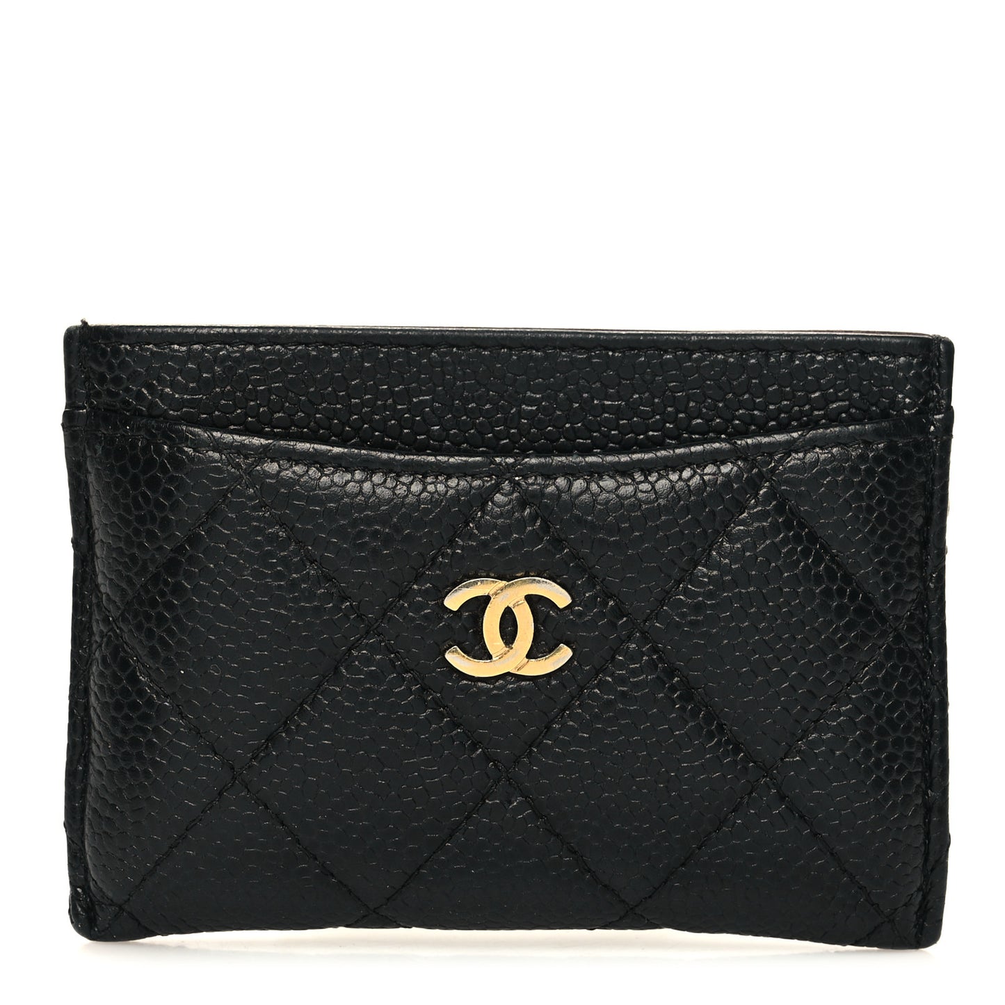 Caviar Quilted Card Holder Black