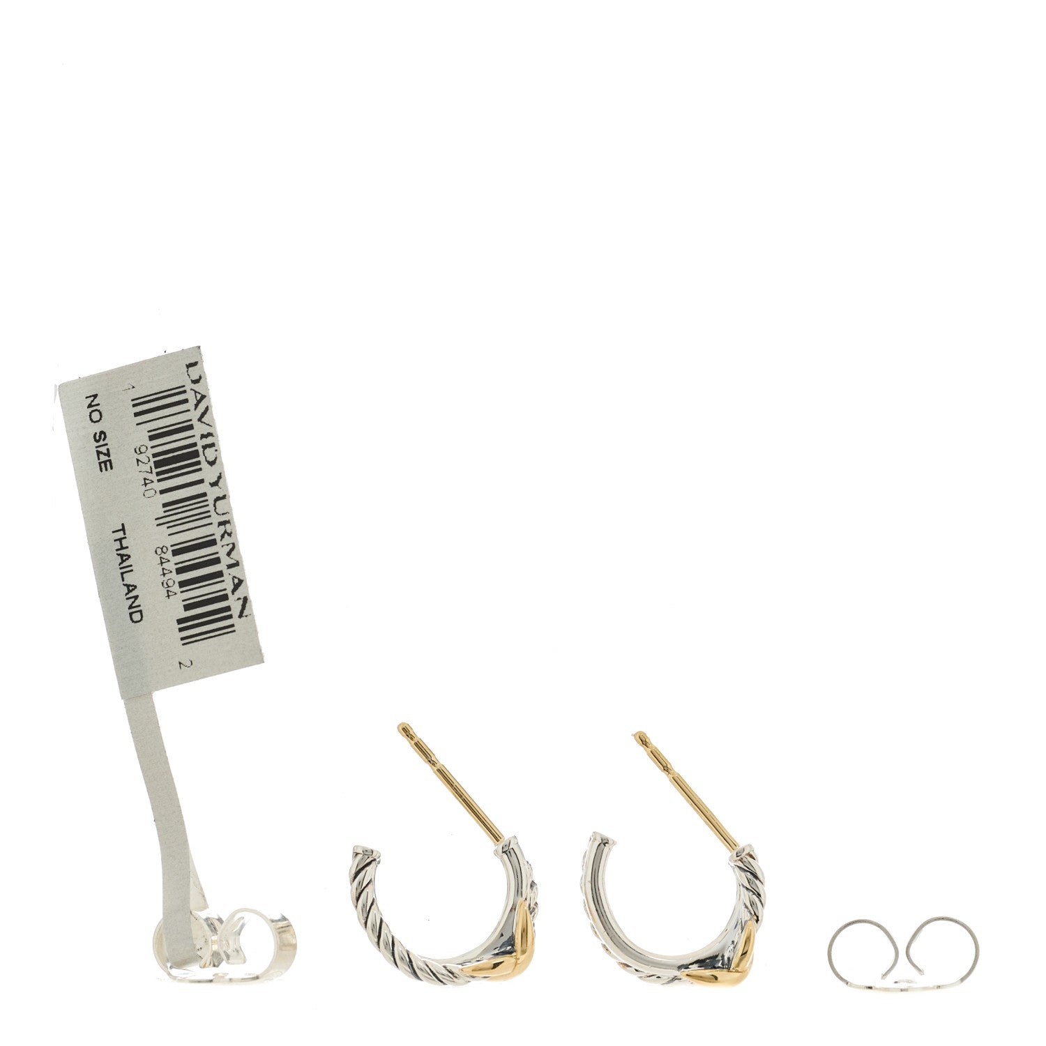 David Yurman Sterling Silver 18K Yellow Gold Petite X Hoop Earrings 3 of 4